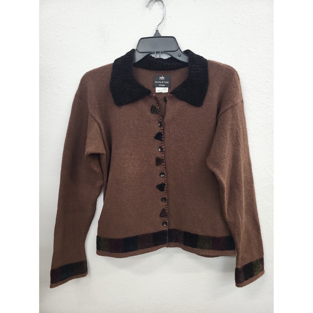 Vintage Norma & Hyla Chicago Hand Loomed Cardigan, Brown, Size Medium